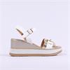 Repo Buckle Detail Wedge Sandal - White Gold